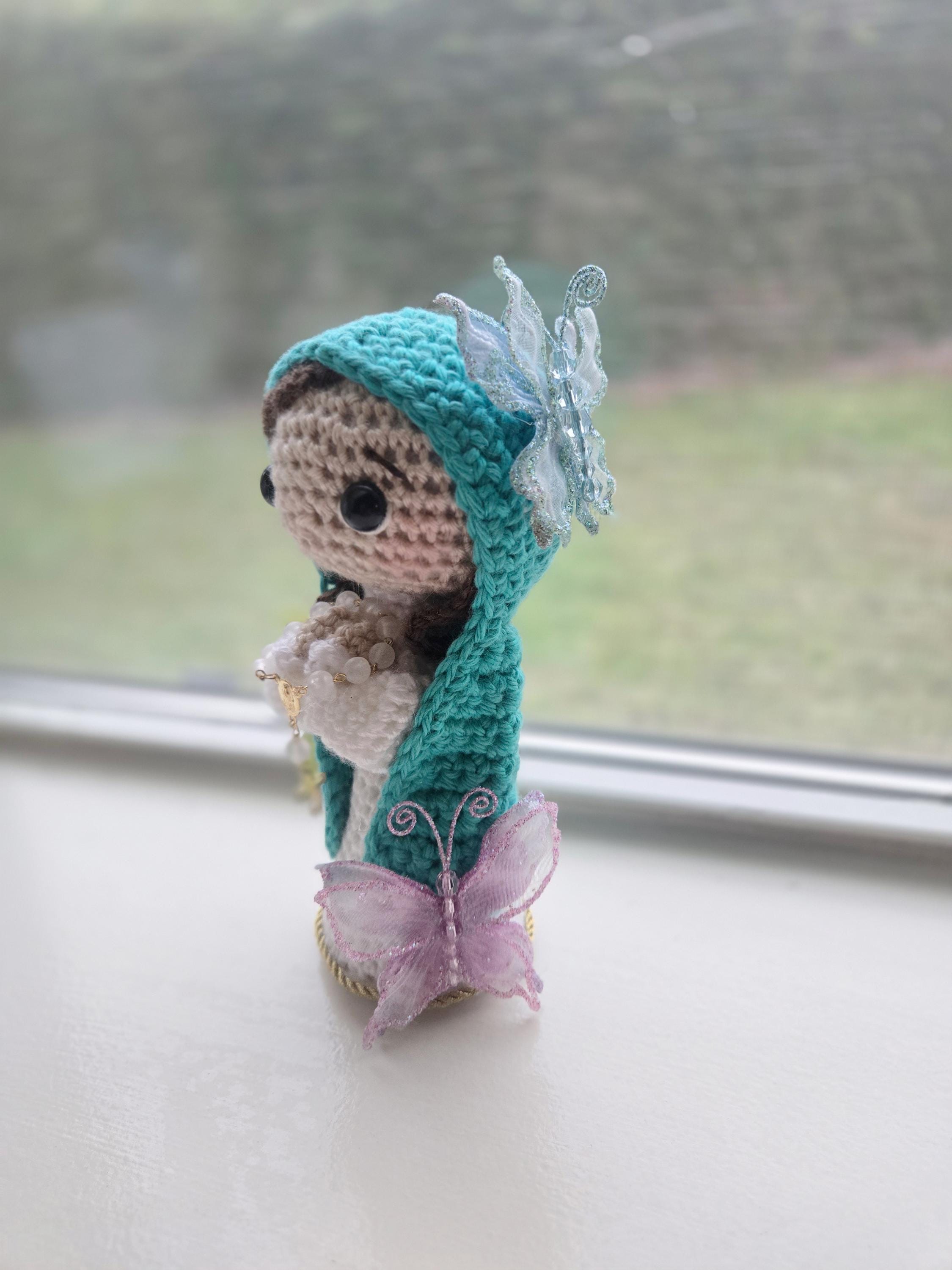 Handmade Crochet Virgin personalized with Butterflies Doll Gift-Ready in Box with Ribbon | 7 Inch