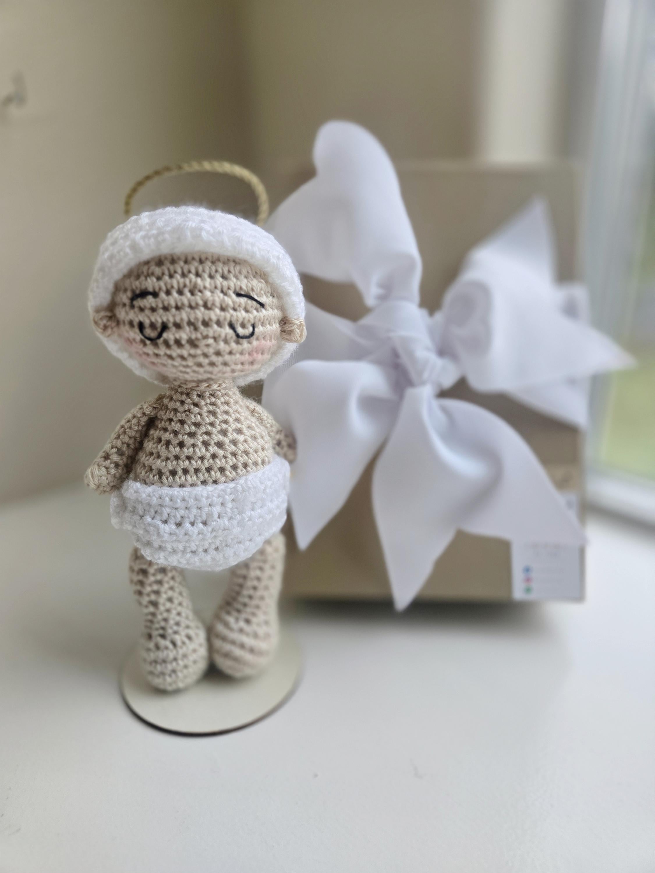 Handmade Baby Crochet Doll  Personalized (7 inches) - Ready for Gifting in a Box with Ribbon