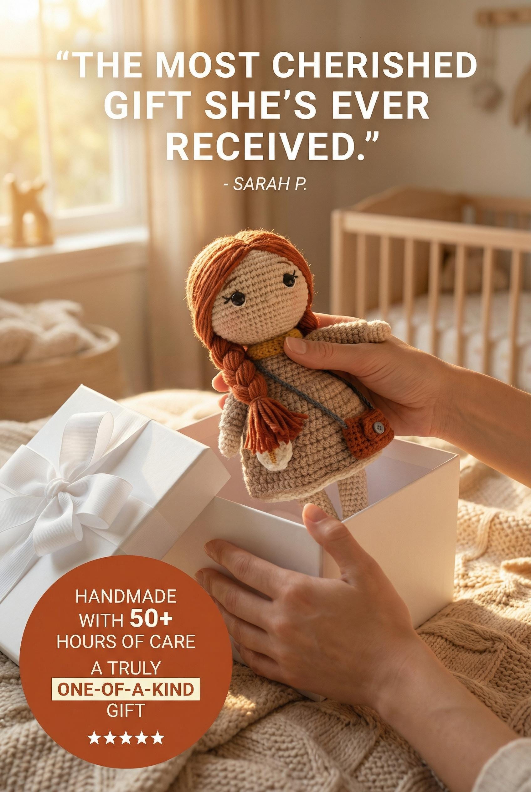 Handmade Crochet My First  Doll Personalized 13-Inch Gift in Box