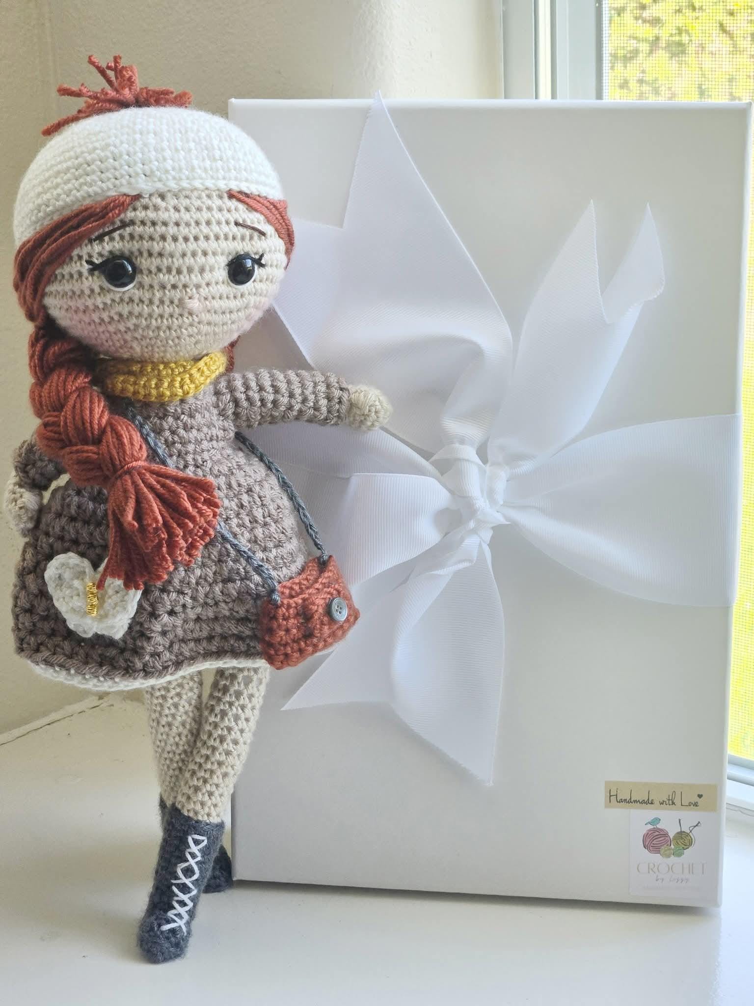 Handmade Crochet My First  Doll Personalized 13-Inch Gift in Box