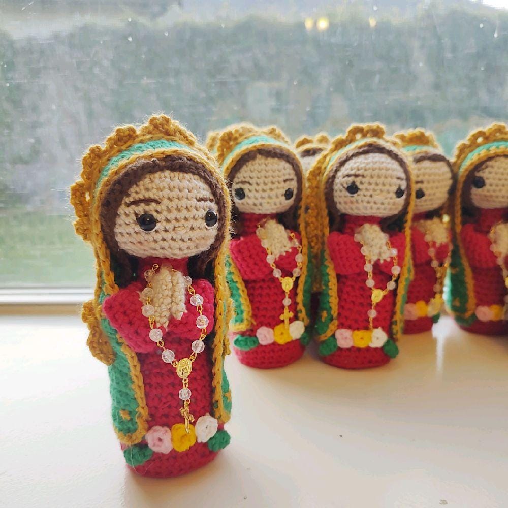 Handmade Crochet Virgencita of Guadalupe Doll 7 inches