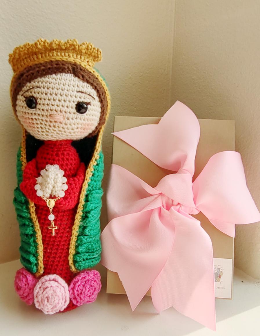 Handmade Crochet Virgin of Guadalupe Personalized with Rosary
