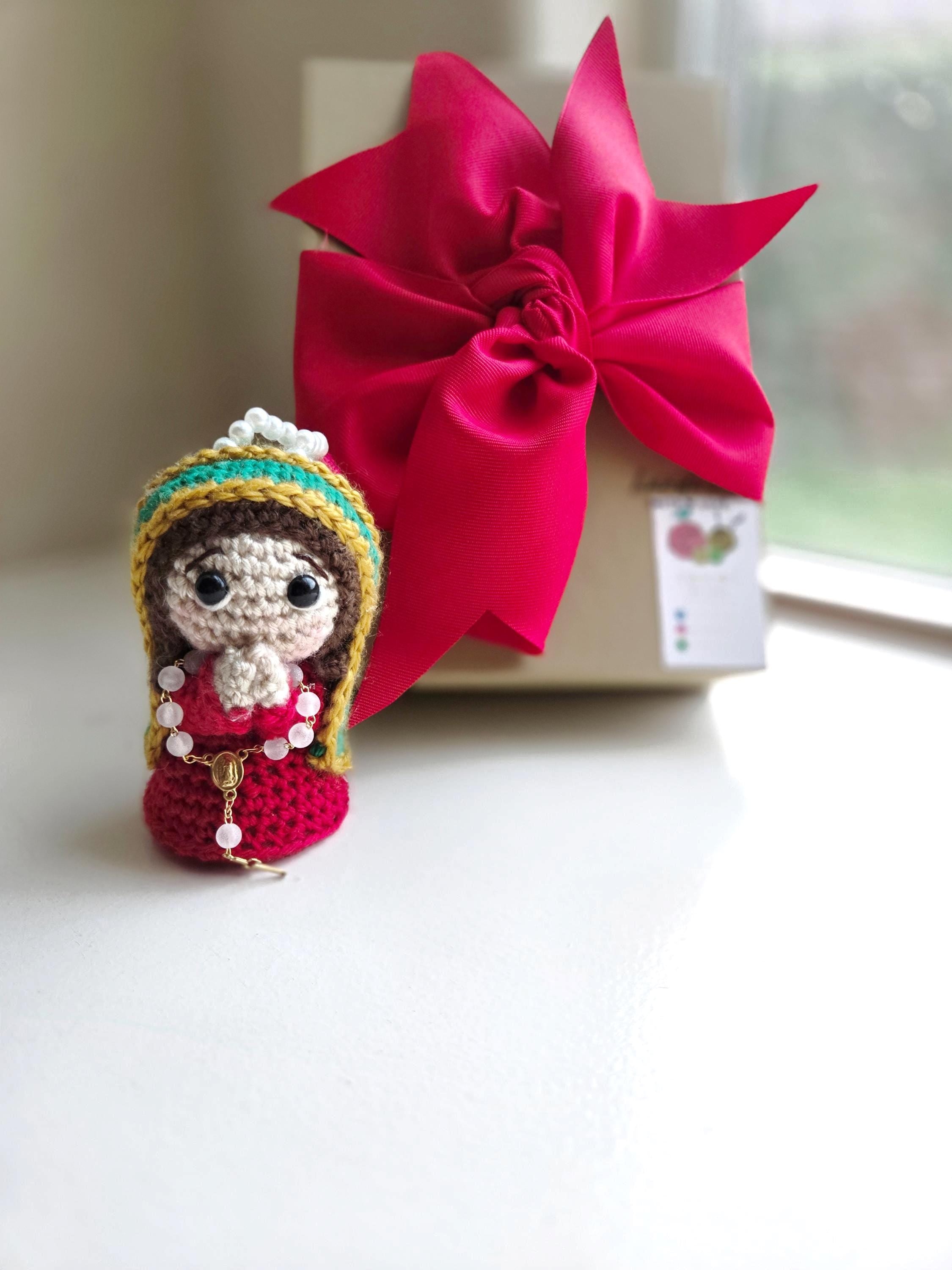 Handmade Crochet  Virgin Charm Car with Rosary