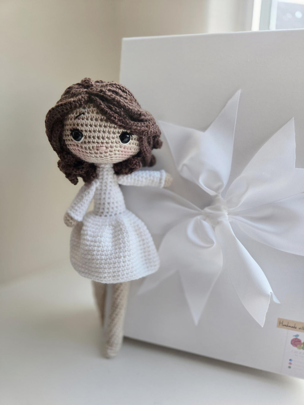 Handmade Crochet Doll Personalized (13in) - Packaged in Elegant Box, Ready as a Gift!
