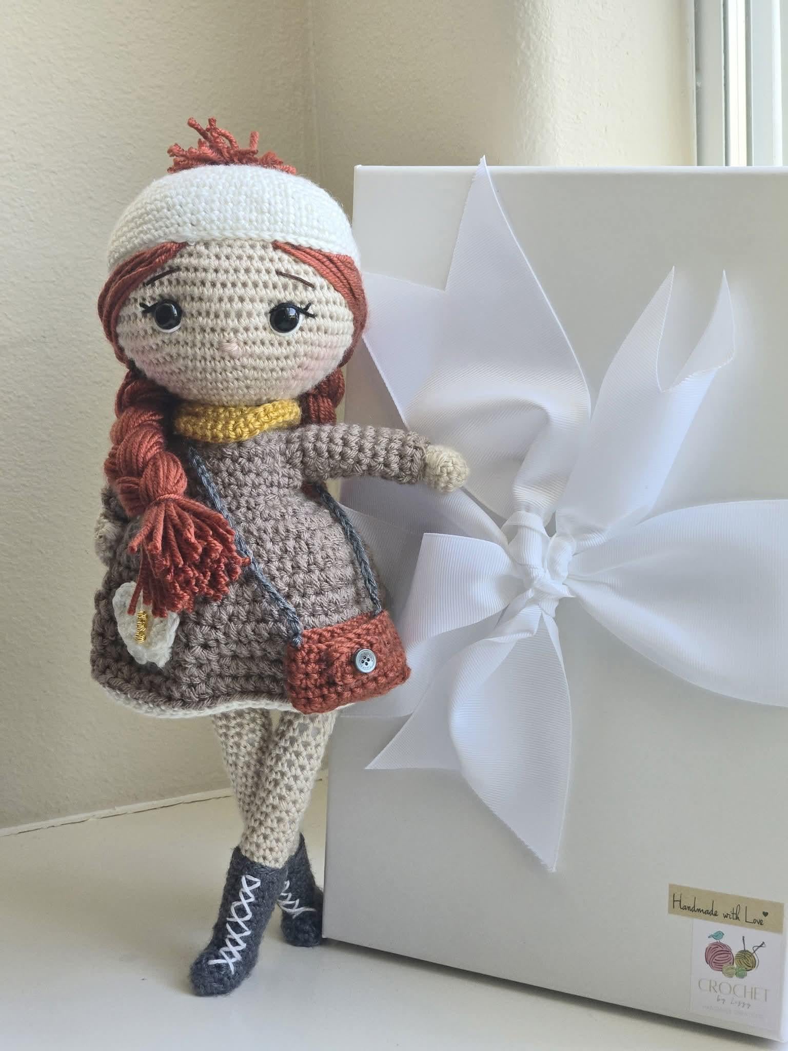 Handmade Crochet My First  Doll Personalized 13-Inch Gift in Box