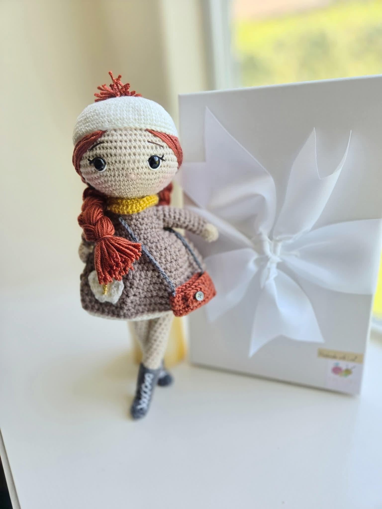 Handmade Crochet My First  Doll Personalized 13-Inch Gift in Box