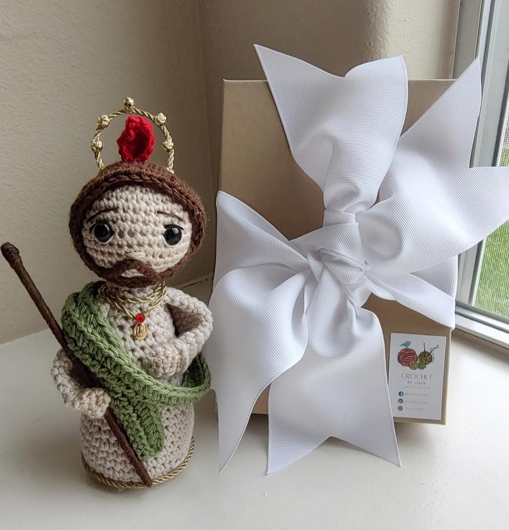 Handmade Crochet St. Jude Thaddeus Doll | Acrylic & Yarn, Gift Box