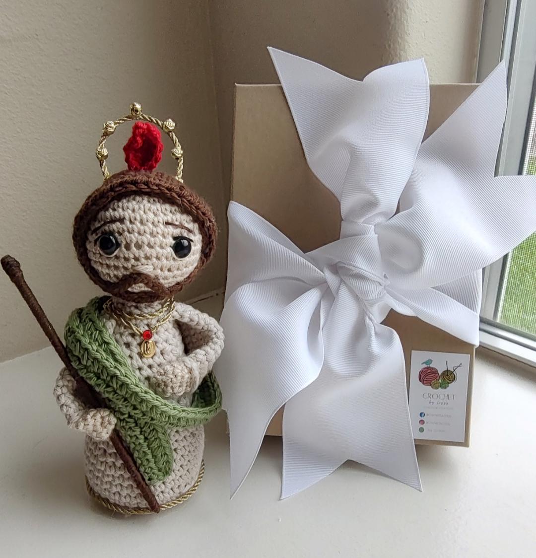 Handmade Crochet St. Jude Thaddeus Doll | Acrylic & Yarn, Gift Box