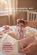 Handmade Crochet Pink Angel Personalized  Ready for Gifting, 7" Cotton & Acrylic Yarn