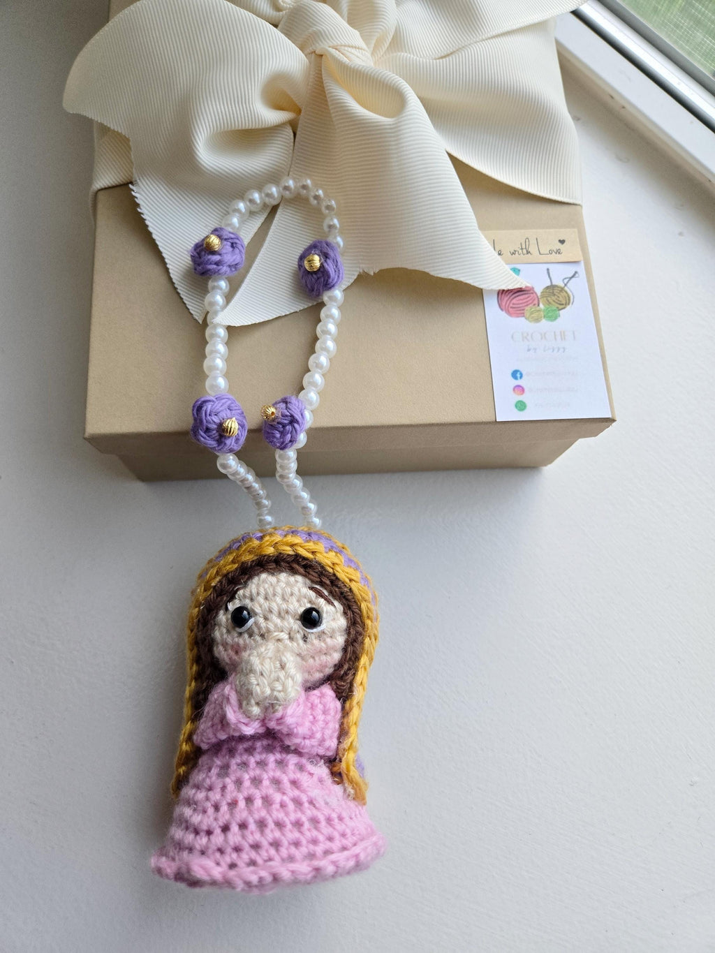 Handmade Crochet  Virgin Charm Car