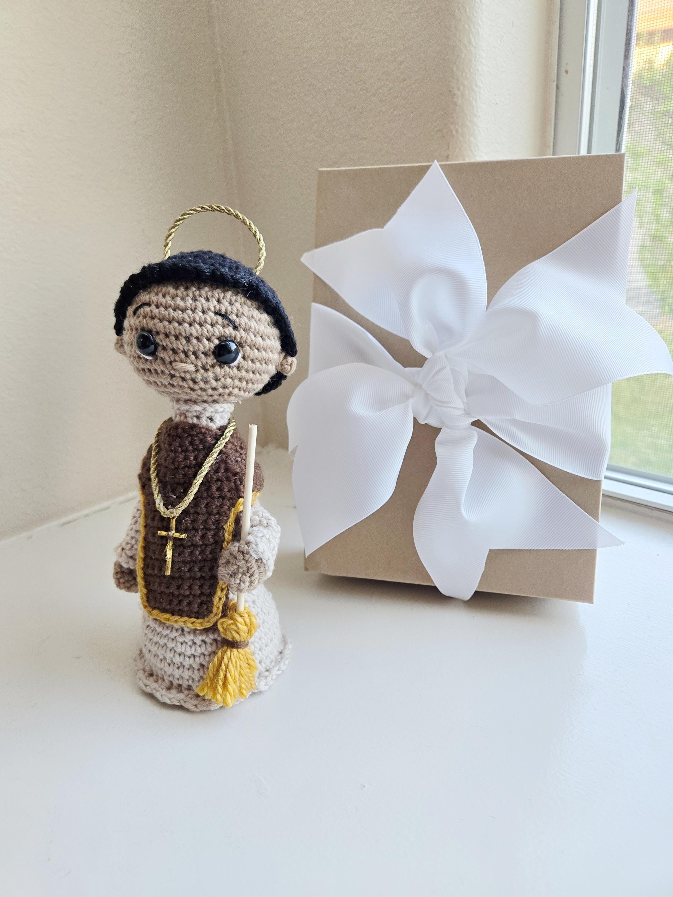 Handmade Crochet San Martin de Porres Doll Personalized 7 inches
