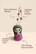 Handmade Virgin Crochet Car Charm in Gift Box - 4-Inch Acrylic Decoration