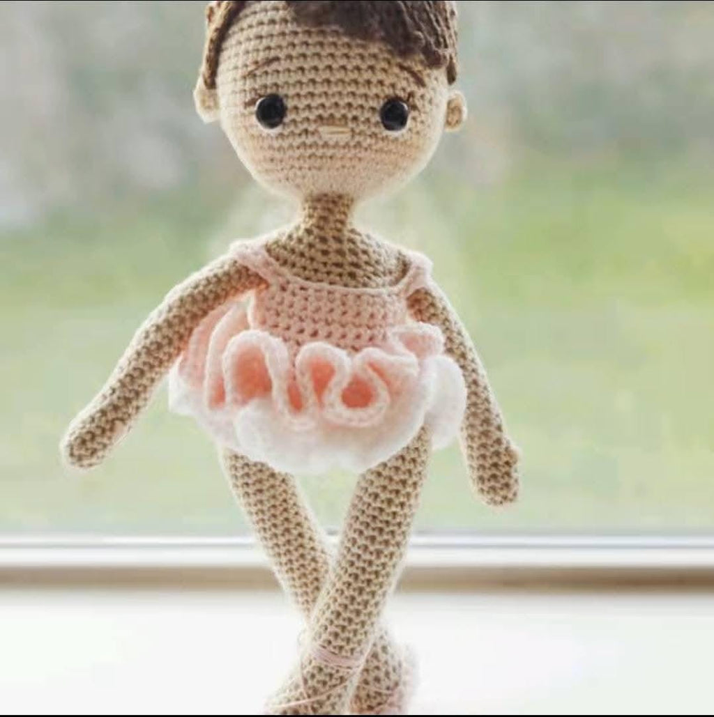 Ballerina Handmade Crochet Doll - 13" Cotton Yarn, Tulle Tutu