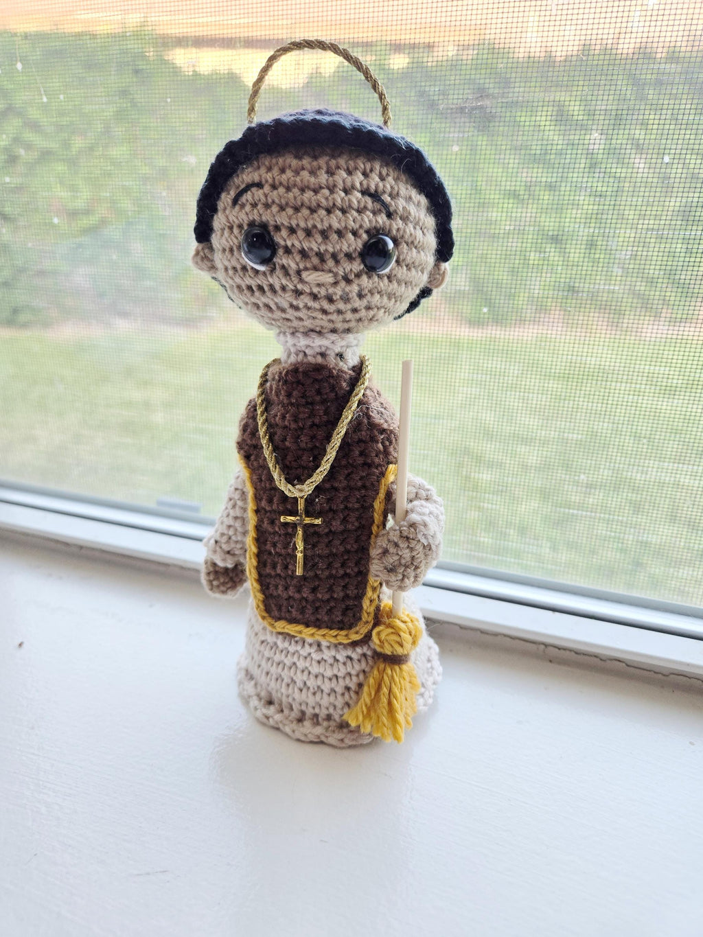 Handmade Crochet San Martin de Porres Doll Personalized 7 inches