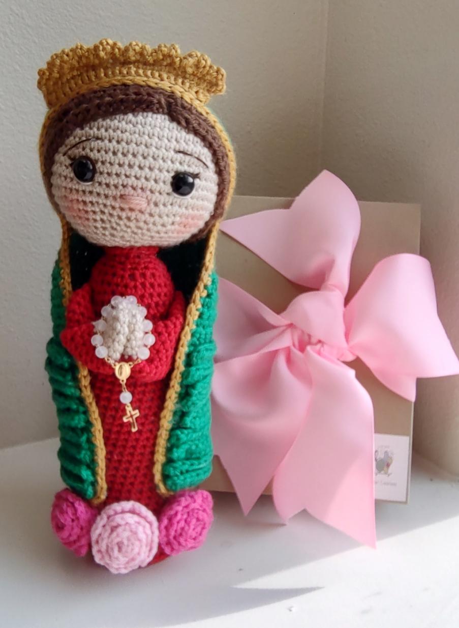 Handmade Crochet Virgin of Guadalupe Personalized with Rosary