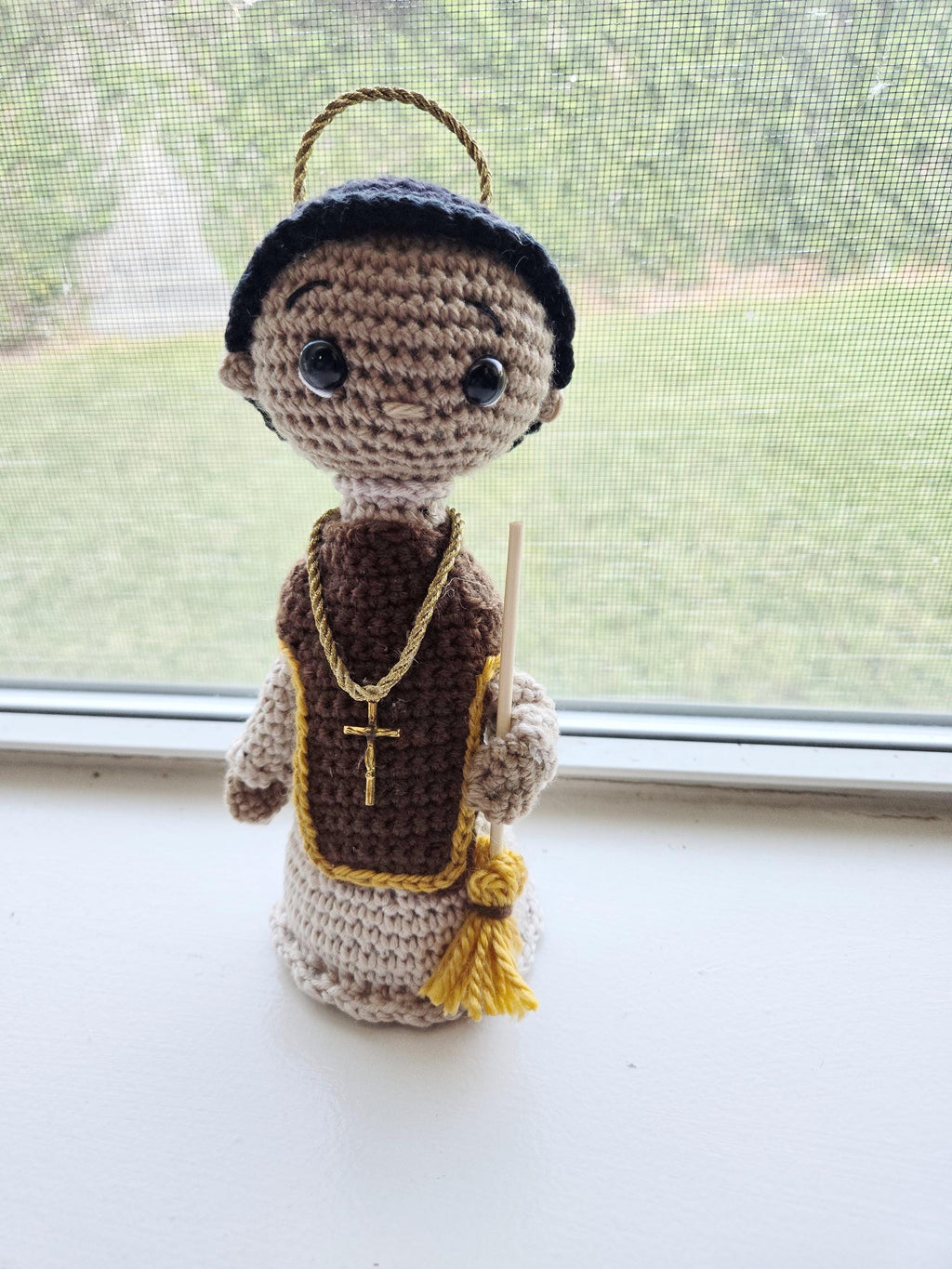 Handmade Crochet San Martin de Porres Doll Personalized 7 inches