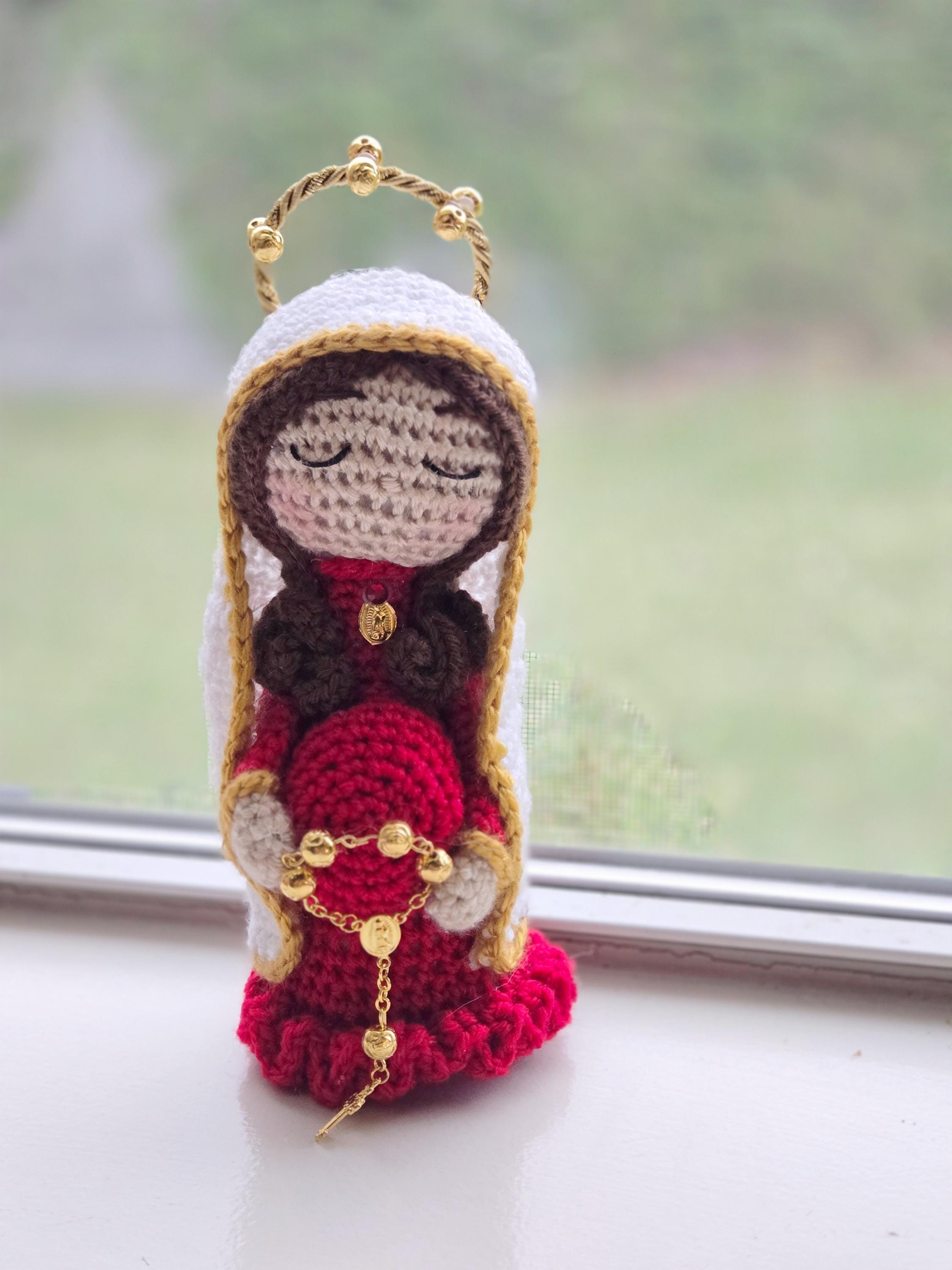 Handmade Crochet Blessed Mother Maria Doll - 7" Cotton & Acrylic Yarn