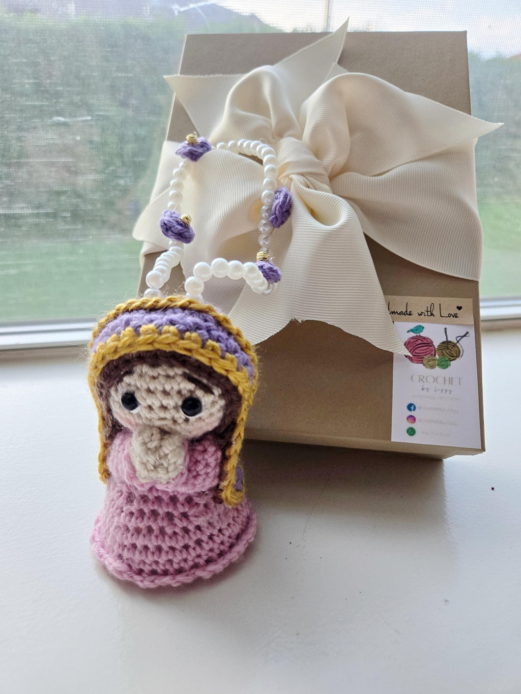 Handmade Crochet  Virgin Charm Car