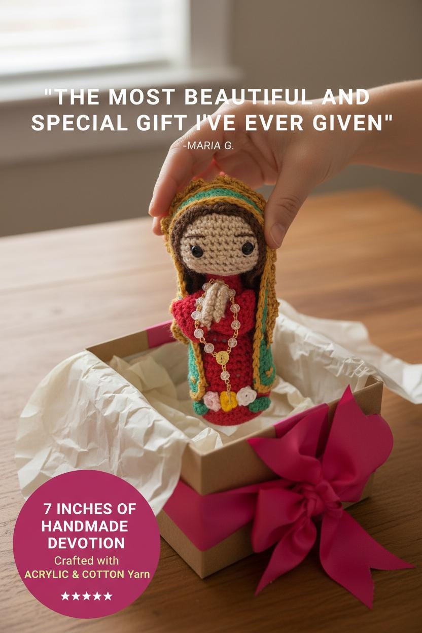 Handmade Crochet Virgencita of Guadalupe Doll 7 inches