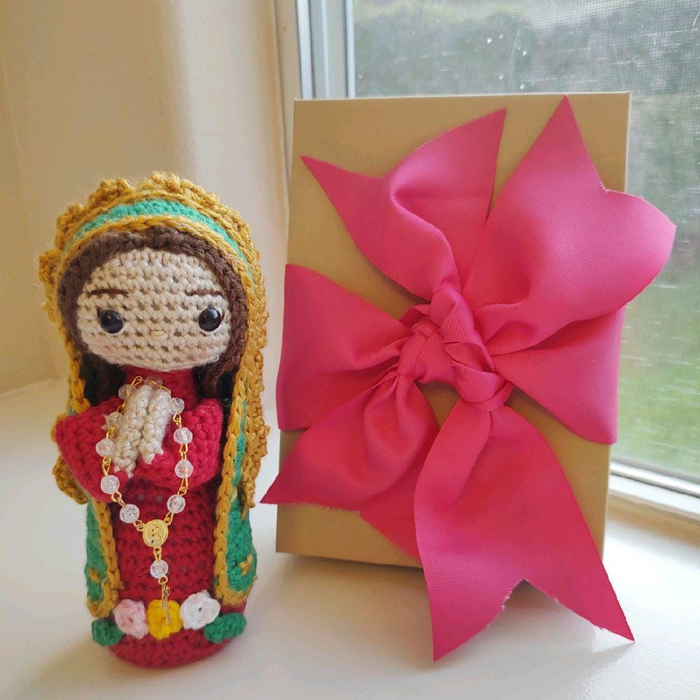 Handmade Crochet Virgencita of Guadalupe Doll 7 inches