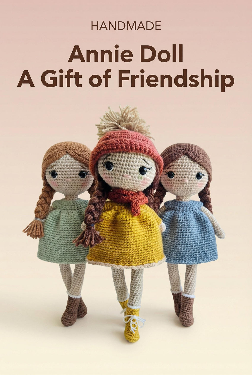 Handmade Crochet Annie Doll Personalized 13'' - Acrylic & Cotton Yarn, Gift Boxed