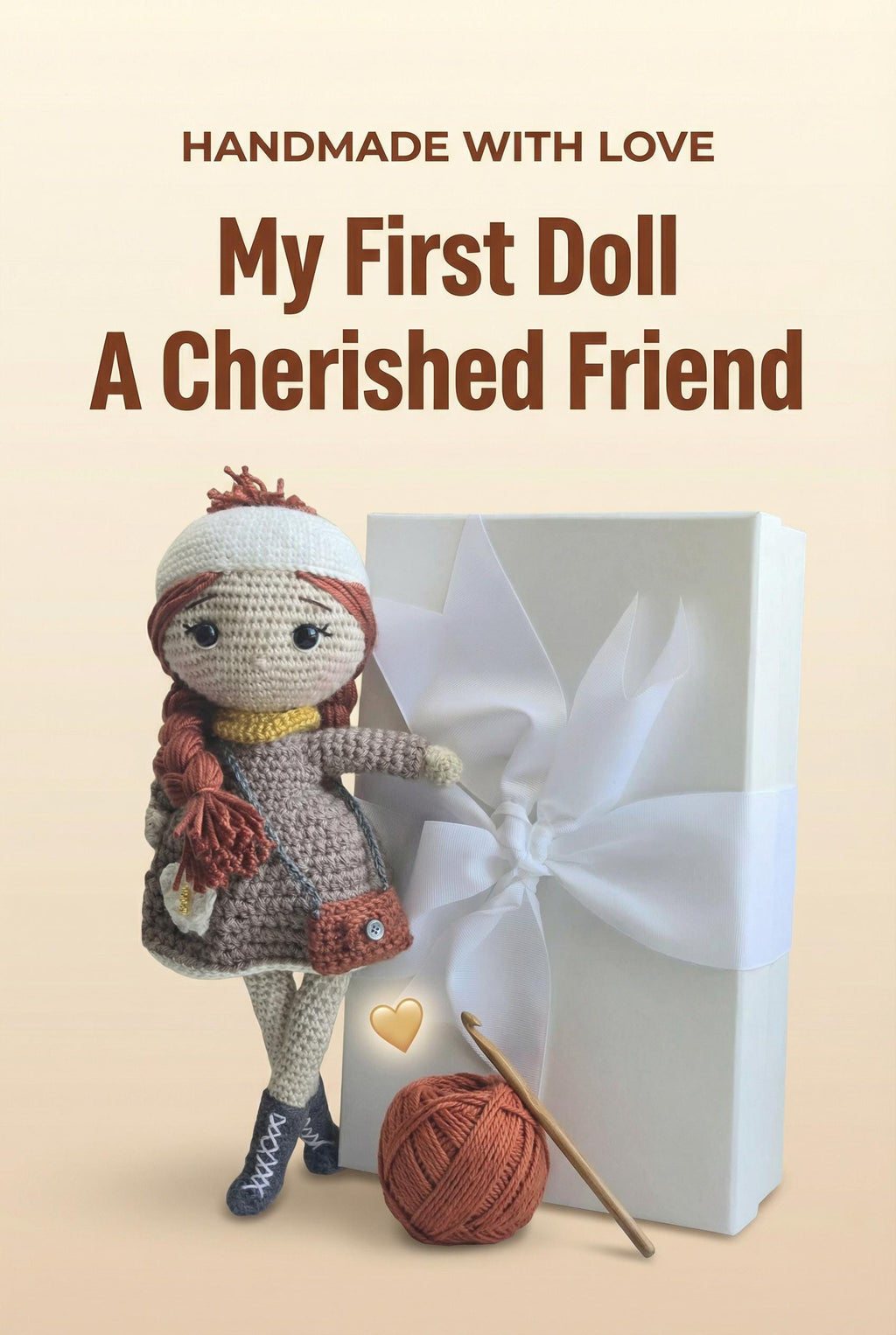 Handmade Crochet My First  Doll Personalized 13-Inch Gift in Box