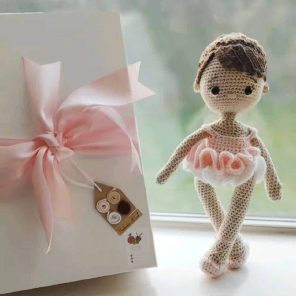 Ballerina Handmade Crochet Doll - 13" Cotton Yarn, Tulle Tutu