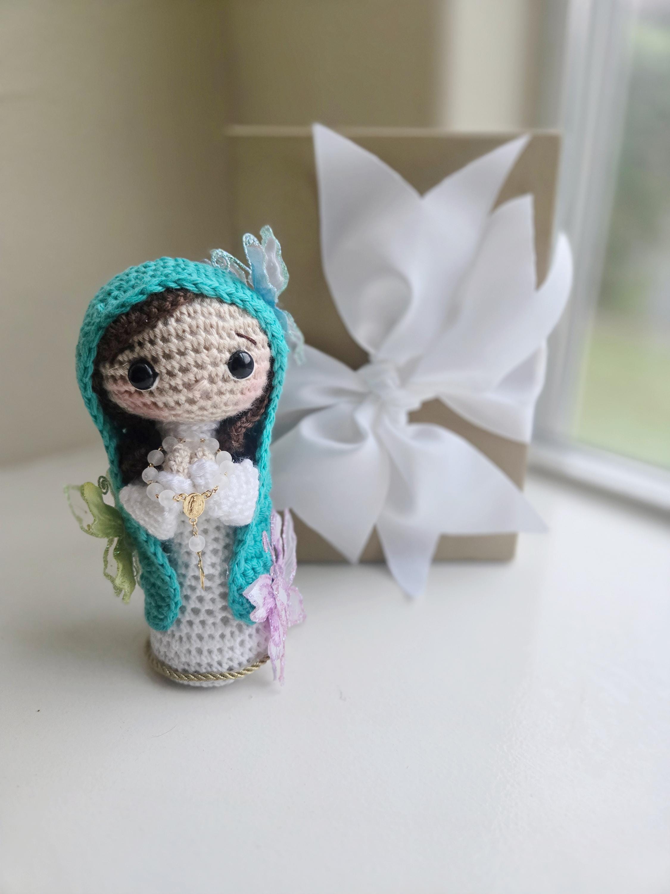 Handmade Crochet Virgin personalized with Butterflies Doll Gift-Ready in Box with Ribbon | 7 Inch
