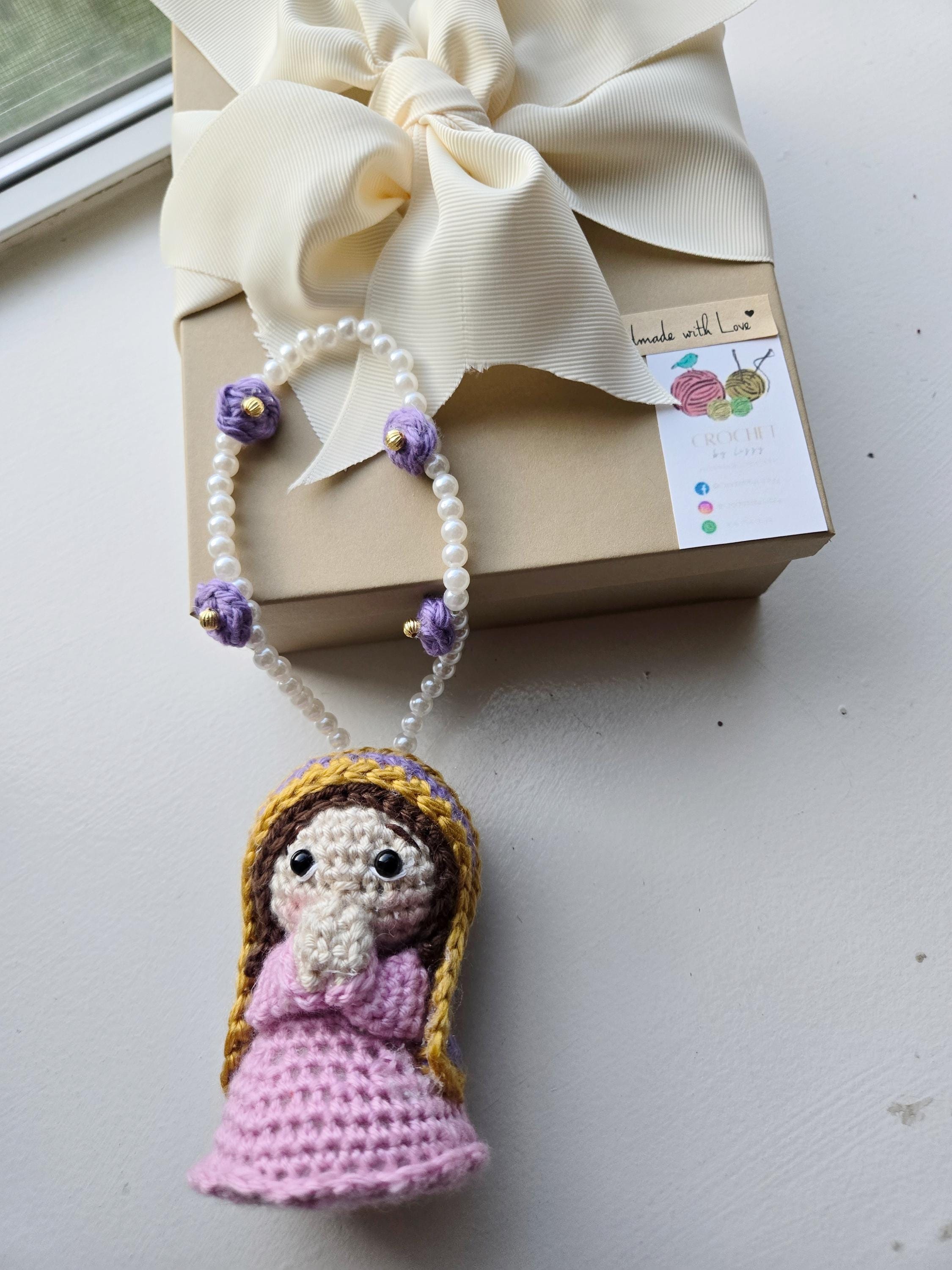 Handmade Crochet  Virgin Charm Car