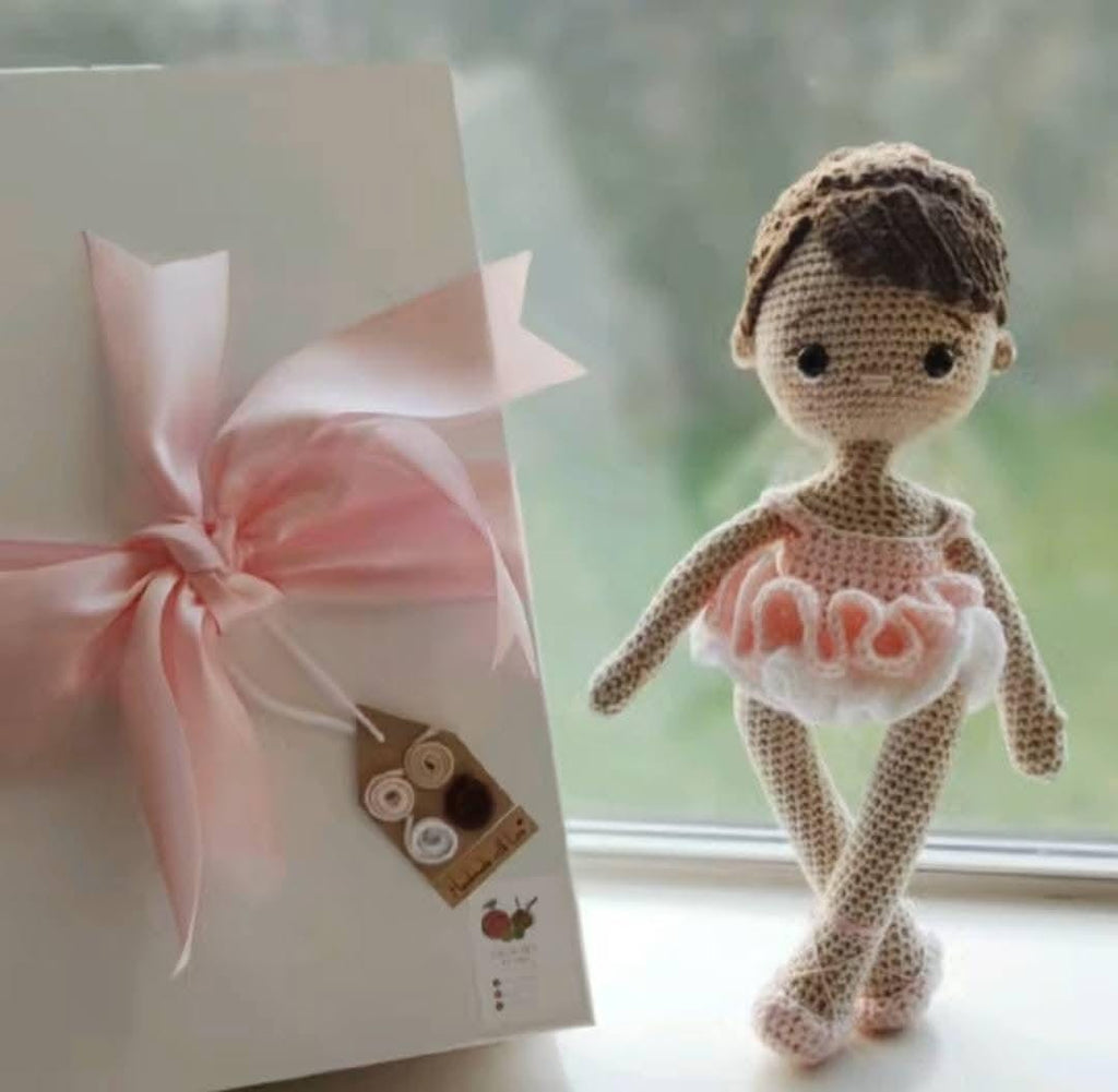 Ballerina Handmade Crochet Doll - 13" Cotton Yarn, Tulle Tutu