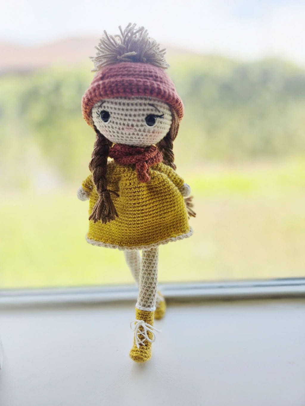 Handmade Crochet Annie Doll Personalized 13'' - Acrylic & Cotton Yarn, Gift Boxed