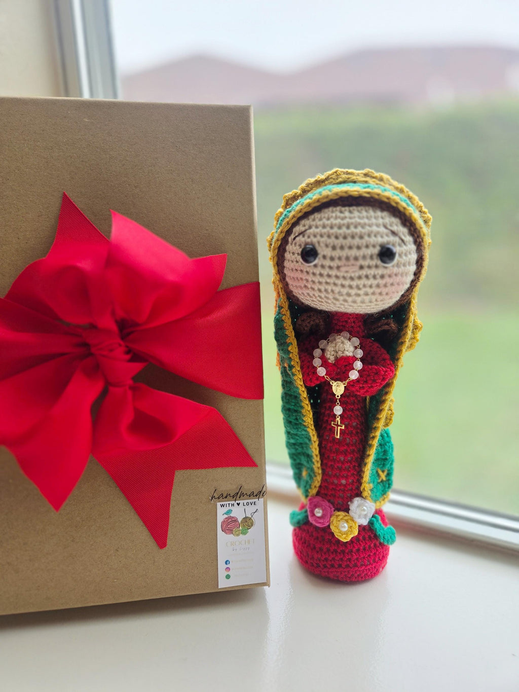 Handmade Crochet Virgin of Guadalupe 13 inches Personalized