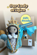 Handmade Crochet Our Lady of Lujan Doll  13” - Gift Boxed with Ribbon | Acrylic & Cotton