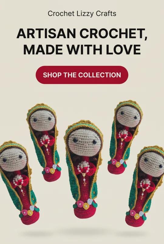 Handmade Crochet Virgin of Guadalupe 13 inches Personalized