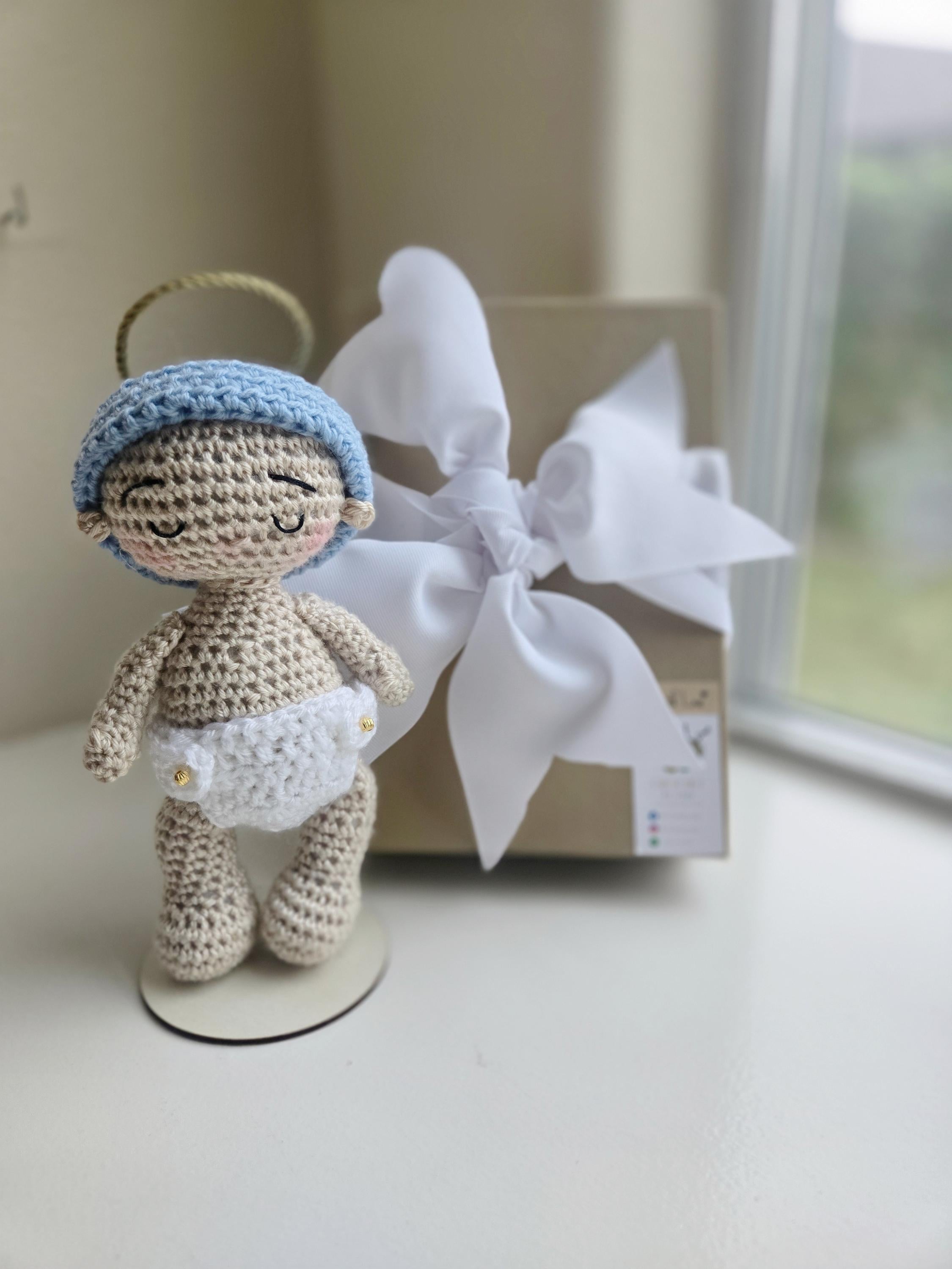 Handmade Baby Crochet Doll  Personalized (7 inches) - Ready for Gifting in a Box with Ribbon