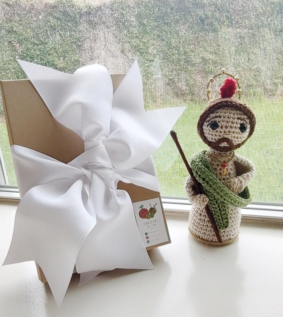 Handmade Crochet St. Jude Thaddeus Doll | Acrylic & Yarn, Gift Box