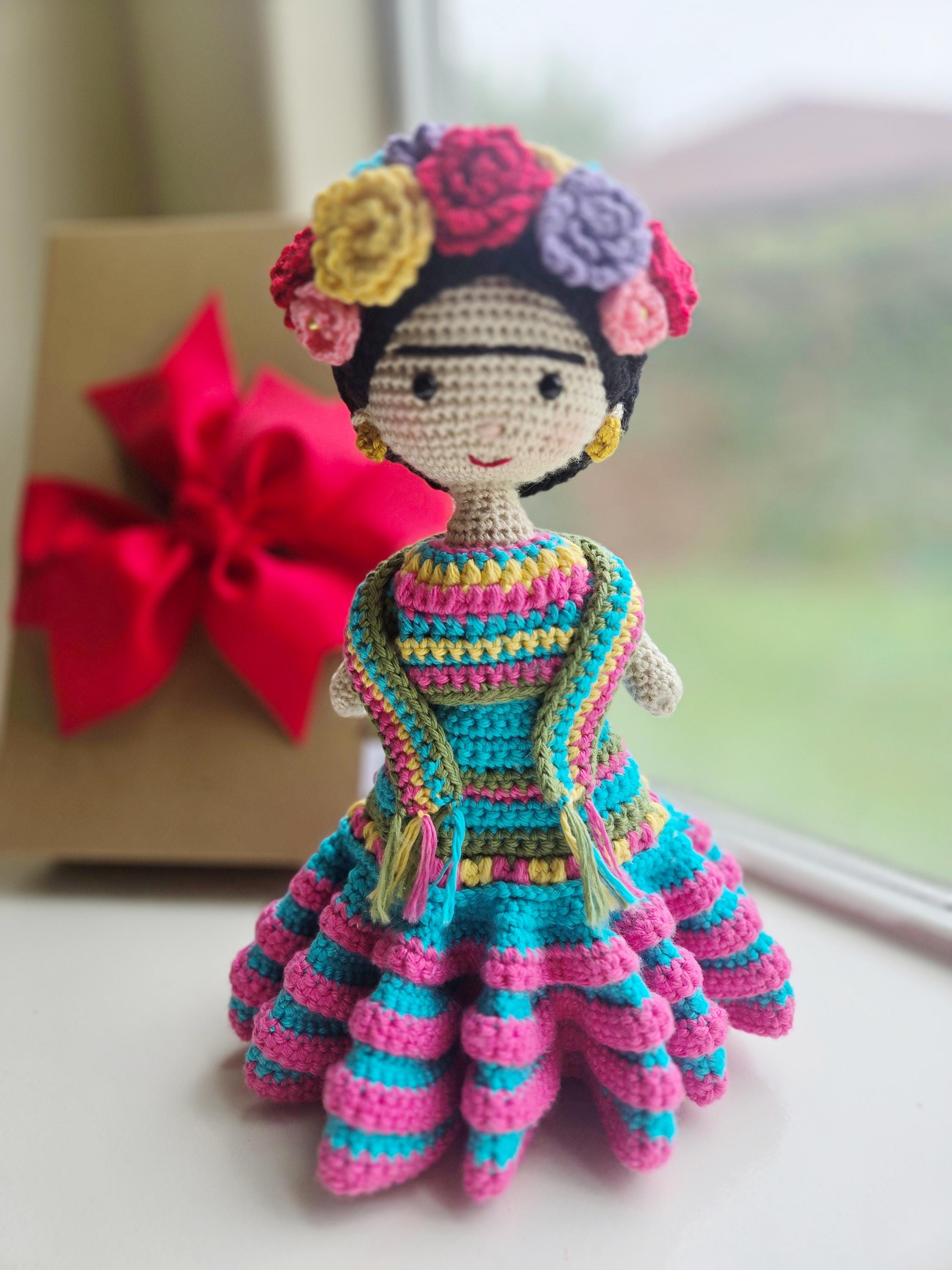 Handmade Frida Kahlo with beautiful dress 13 inches