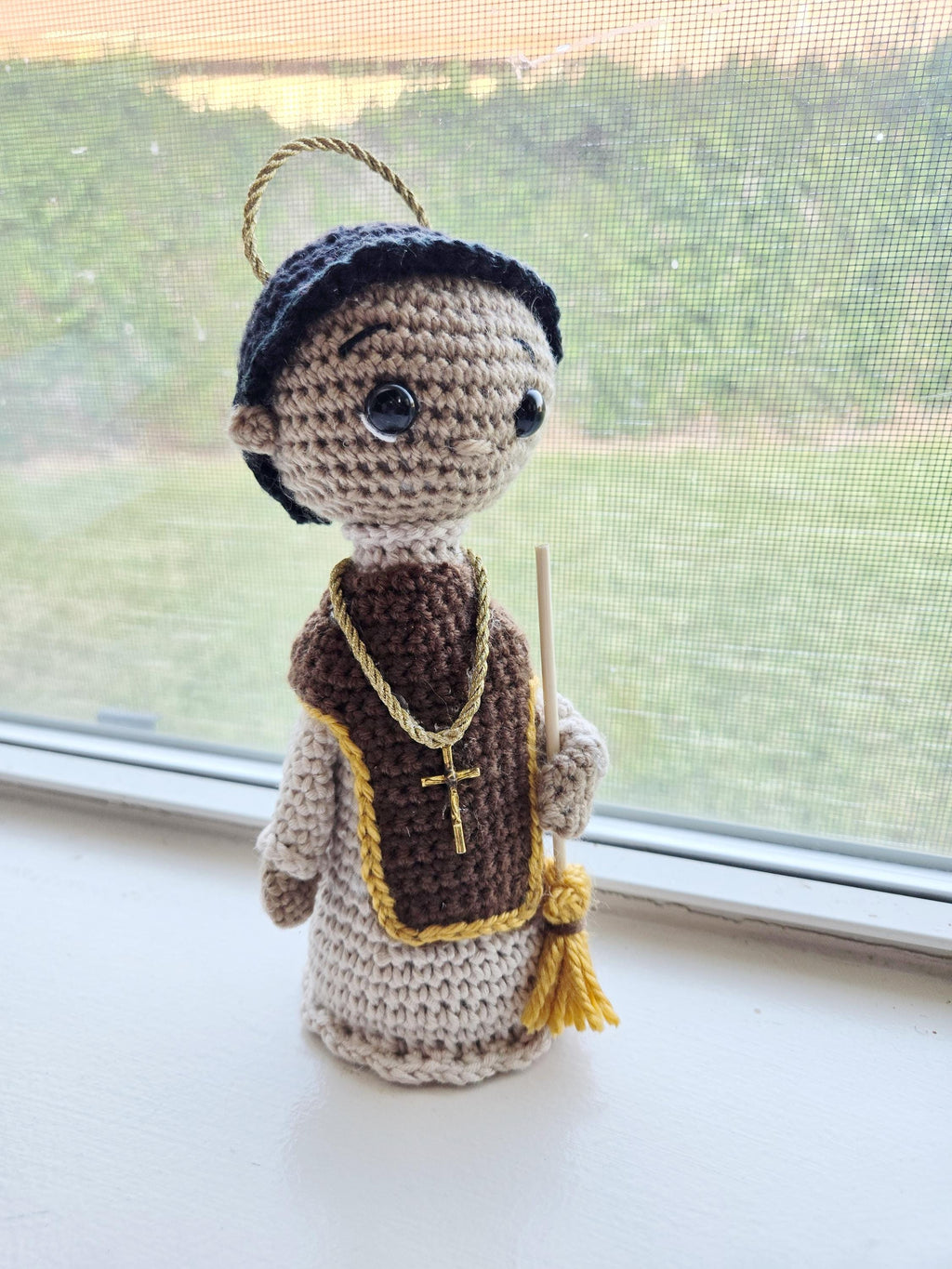 Handmade Crochet San Martin de Porres Doll Personalized 7 inches